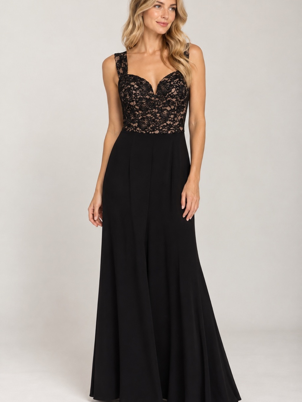 NWT Xscape by Xscape Black Lace Maxi Dress Size 4 $139 MSRP